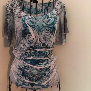 Dress shirt- green/grey/white